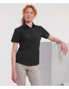 R-R-935F-0-Ladies Short Sleeve Poly-Cotton Easy Care Poplin Shirt 2